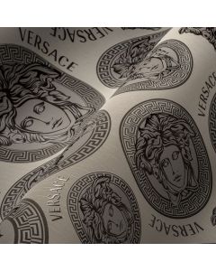 Tapete Grau, Silber, Greige VERSACE Satintapete (1040243)