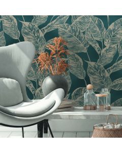 Tapete Beige, Creme, Blau, Petrol AS-Creation d'eco Vliestapete (1044102)