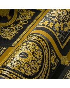 Tapete Gold, Kupfer, Schwarz, Anthrazit VERSACE Satintapete (1040256)