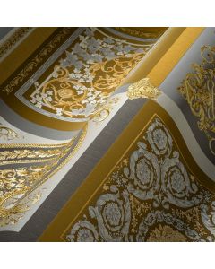 Tapete Gold, Kupfer, Grau, Silber VERSACE Satintapete (1040258)