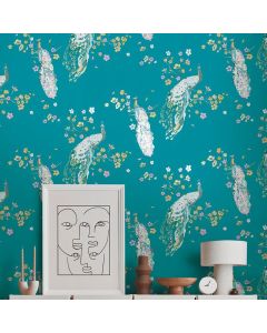 Tapete Blau, Bunt, Grün, Petrol, Türkis livingwalls Vinyltapete (1042261)