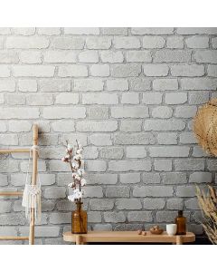 Rasch Ziegel Wand Muster Faux-Effekt Weiß Stein Strukturtapete 