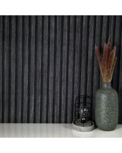 Tapete Holzpaneel Akustikpaneel Schwarz (1044647)