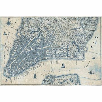 Digitaldruck-Tapete Old Vintage City Map New York livingwalls (1033856)