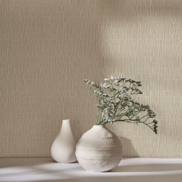 Vliestapete strukturiertes Kachelmotiv beige Textiloptik (KG-171404)