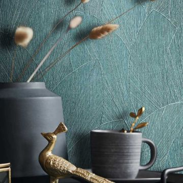 Vliestapete mit strukturiertes Blattmotiv grün Floral (KG-171409)