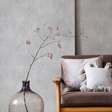Vliestapete mit strukturiertes Blattmotiv grau Floral (KG-171423)