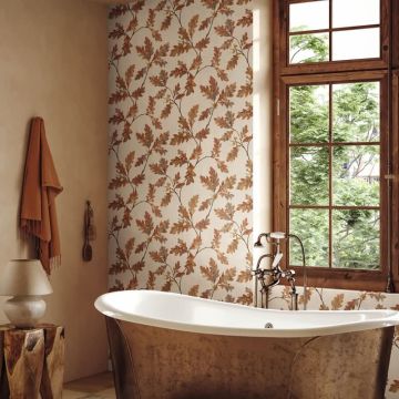 Vliestapete mit Blattmotiv mit Kastanien grau, braun Floral (KG-171427)