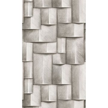 Vliestapete mit Holzmotiv geometrisch weiß, schwarz 3D-Optik (KG-171429)