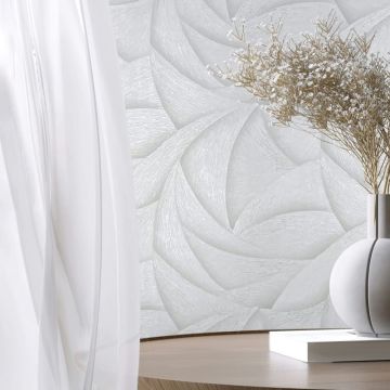 Vliestapete in Weiß 3D-Optik Wellen Grafisch Modern für Wohnzimmer Schlafzimmer Küche (KG-171434)