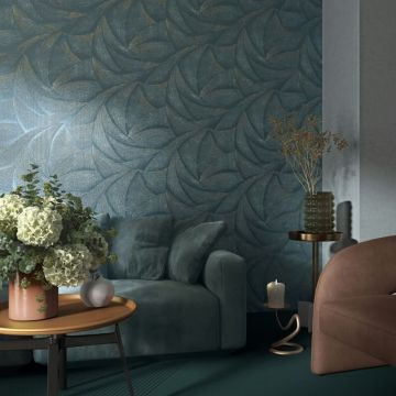 Vliestapete in Blau, Silber 3D-Optik Wellen Grafisch Modern für Wohnzimmer Schlafzimmer Küche (KG-171438)