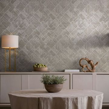 Vliestapete in Grau, Beige Karriert, Rautenmuster Grafisch Geometrisch für Wohnzimmer Schlafzimmer Küche (KG-171441)
