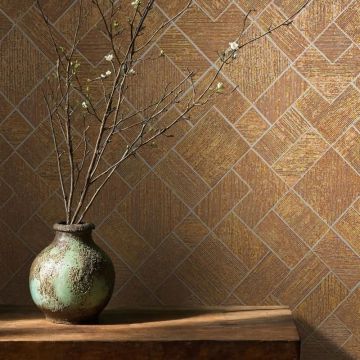 Vliestapete in Gold Karriert, Rautenmuster Grafisch Geometrisch für Wohnzimmer Schlafzimmer Küche (KG-171444)