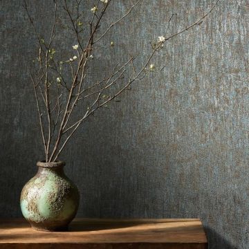 Vliestapete in Blau, Kupfer Betonoptik Uni Modern für Wohnzimmer Schlafzimmer Küche (KG-171457)