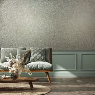 Vliestapete in Blau, Gold Blattmotiv Floral Natur für Wohnzimmer Schlafzimmer Küche (KG-171463)