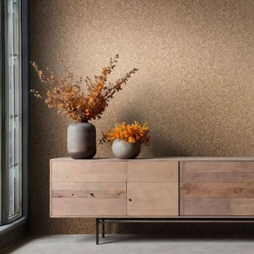 Vliestapete in Braun, Gold Blattmotiv Floral Natur für Wohnzimmer Schlafzimmer Küche (KG-171464)