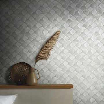 Vliestapete mit grafischem Fünfkantmuster beige, weiß Grafisch (KG-171492)