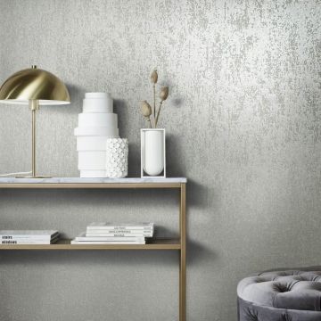 Vliestapete mit strukturiertem Glasperlen Motiv in grau Metalloptik (KG-171514)