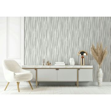 Vliestapete in weiß, grau 3D-Effekt Holzoptik Paneel 3D-Optik Modern (KG-171544)