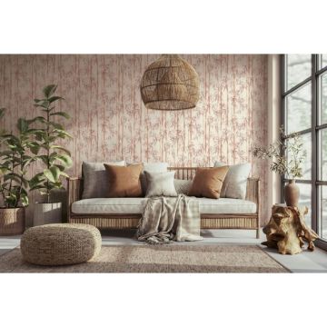 Vliestapete in beige, orange Bambus Blätter Floral Natur (KG-171545)