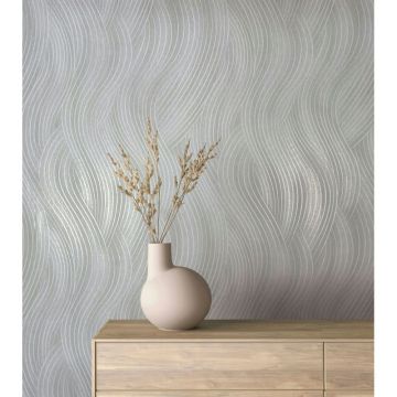 Vliestapete in grau Wellenoptik Struktur Grafisch Modern (KG-171576)