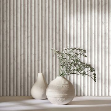 Vliestapete in beige, grau Marmoroptik Stein Paneel Streifen Klassisch (KG-171587)