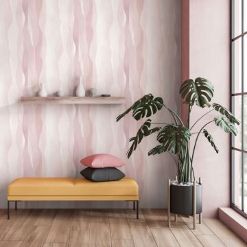 Vliestapete in Rosa Abstrakte Streifenoptik Grafisch Modern für Wohnzimmer Schlafzimmer Küche (KG-171591)