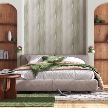 Vliestapete in Grün Abstrakte Streifenoptik Grafisch Modern für Wohnzimmer Schlafzimmer Küche (KG-171592)