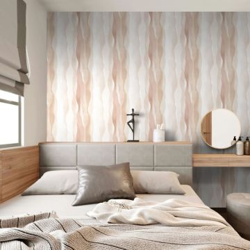 Vliestapete in Beige Abstrakte Streifenoptik Grafisch Modern für Wohnzimmer Schlafzimmer Küche (KG-171593)