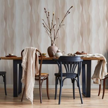 Vliestapete in Beige Grau Abstrakte Streifenoptik Grafisch Modern für Wohnzimmer Schlafzimmer Küche (KG-171594)
