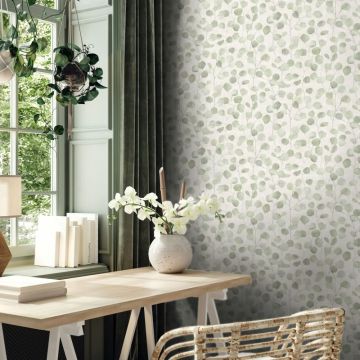 Vliestapete in Grün Blätter Blattoptik Floral Natur für Wohnzimmer Schlafzimmer Küche (KG-171600)