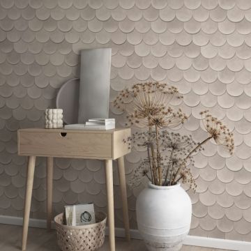 Vliestapete in Grau 3D-Optik Schuppenoptik vintage used look Geometrisch für Wohnzimmer Schlafzimmer Küche (KG-171607)