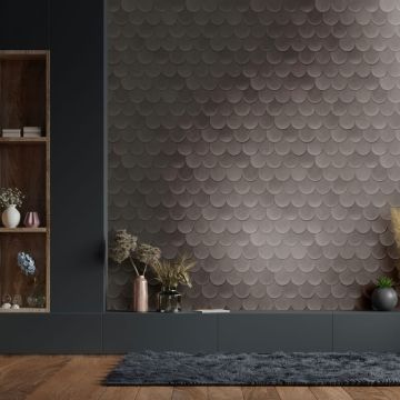 Vliestapete in Grau 3D-Optik Schuppenoptik vintage used look Geometrisch für Wohnzimmer Schlafzimmer Küche (KG-171608)