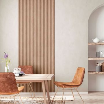 Vliestapete in Braun Beige 3D-Optik Akustikpaneel Optik Holz Streifen Klassisch für Wohnzimmer Schlafzimmer Küche (KG-171621)