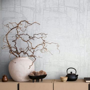 Vliestapete in Weiß Glänzend Geometrische Formen Grafisch Modern für Wohnzimmer Schlafzimmer Küche (KG-171635)