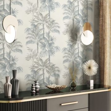 Vliestapete in Beige Bäume Blätter Dschungel Floral Natur für Wohnzimmer Schlafzimmer Küche (KG-171639)