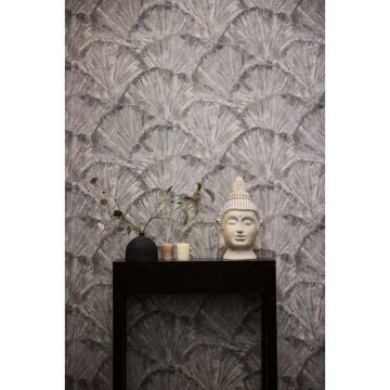 3D Tapete Beige Grau Tapete in Fächeroptik Struktur-Vliestapete (KG-171766)