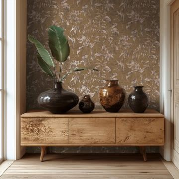 Tapete Dschungel Braun Metallic Naturmuster in Vintage Optik Vliestapete (KG-171779)