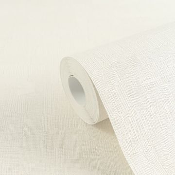 Muster-Vliestapete Stoffoptik Tapete mit Leinenstruktur Weiß Creme Vintage (KG-171786)