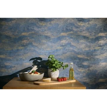 Muster-Tapete Dunkelblau Gold Metallic hochwertige moderne Vliestapete (KG-171803)