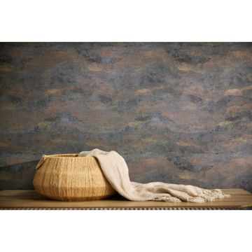 Mustertapete Wellen Schwarz Grau Metallic Gold Vitage Vliestapete (KG-171806)
