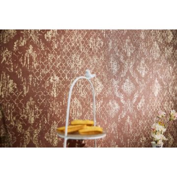 Barock Tapete Rot Gold Metallic Vliestapete mit Ornamenten in Vintage Look (KG-171818)