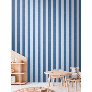 Vliestapete Kinderzimmer Jungen Streifentapete Blau mit kräftigen Streifen Maritimer Look (KG-172175)