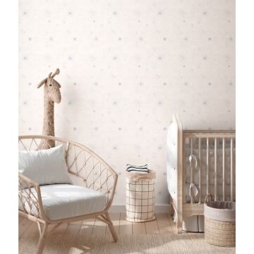 Weltraum Tapete Creme Blau Kindertapete mit Sternen Planeten Jungen Kinderzimmer Vliestapete Weltall (KG-172179)