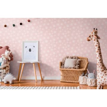 Kreis-Mustertapete Kinderzimmer Rosa Weiß Vliestapete verspielt modern Kindertapete Mädchen (KG-172191)
