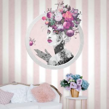 Vliestapete Streifen, Gesicht Streifen Klassisch, Romantisch matt in Weiß für Wohnzimmer, Schlafzimmer (KG-172643)