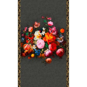 Vliestapete Blumenmotiv Floral Klassisch, Romantisch matt in Schwarz für Wohnzimmer, Schlafzimmer (KG-172647)