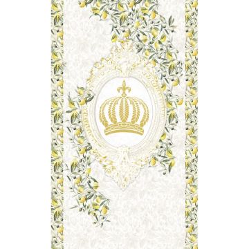Vliestapete Krone, Zitronen Floral Natur matt in Weiß für Wohnzimmer, Schlafzimmer (KG-172653)