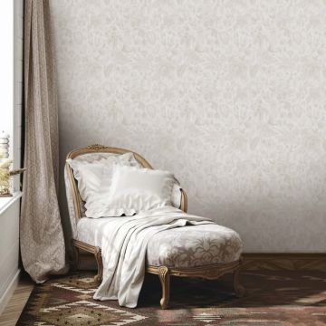 Vliestapete Blumen, Blätter Floral Natur matt in Weiß für Wohnzimmer, Schlafzimmer, Büro (KG-172655)