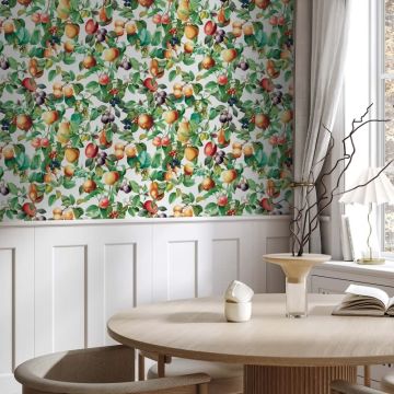 Vliestapete Früchte, Blätter Floral Natur matt in Schwarz für Wohnzimmer, Schlafzimmer (KG-172672)